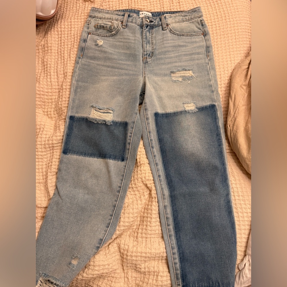 FRAYED jeans High Rise Straight size 30